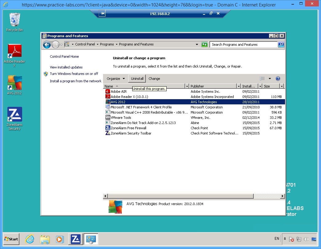 Practice Labs screenshot.